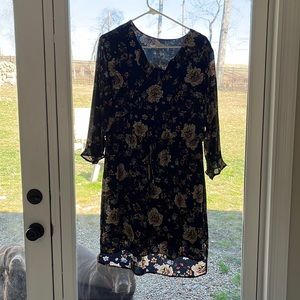 Beautiful navy blue floor dress.  Great for spring or winter with knee boots